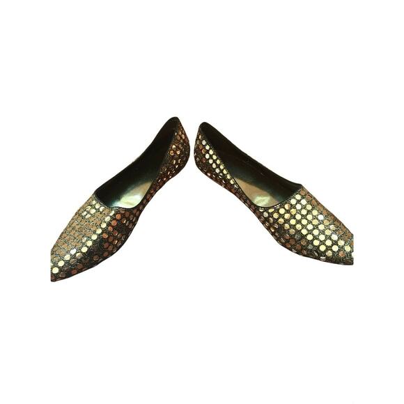 BEACON USA Comfort Monaco Gold Sequin Flat Pointy Shoes Flats 7.5 - Picture 4 of 5